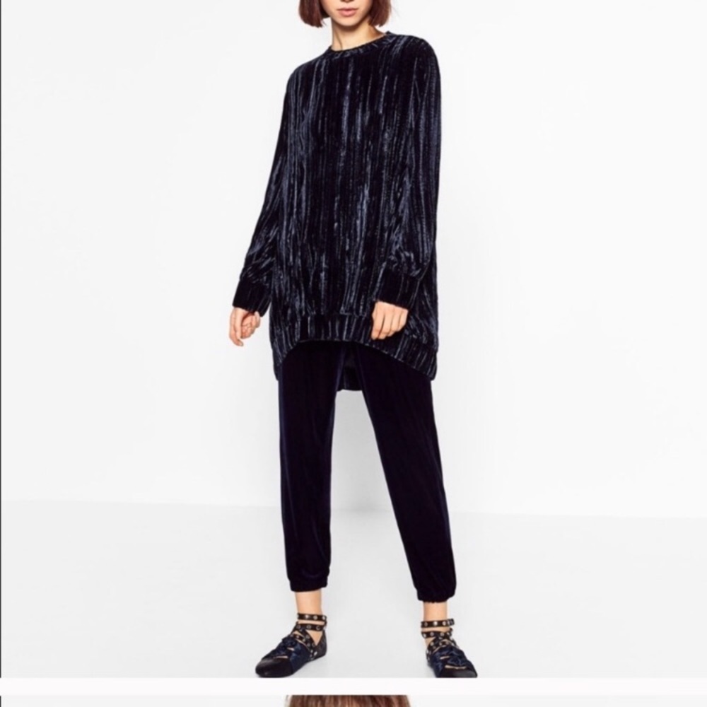 Zara blue velvet tunic medium